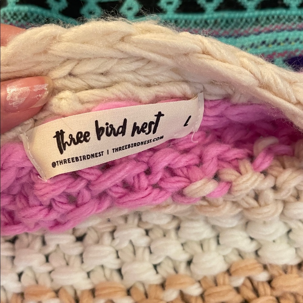 NWOT Boho Cardigan By Three Birds Nest in Pink Multie size L - Picture 5 of 10